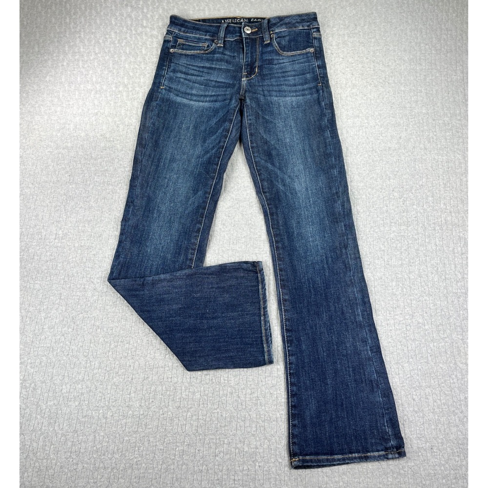American Eagle Bootcut Skinny Kick Jeans Women 6/28x32 Dark Wash low rise